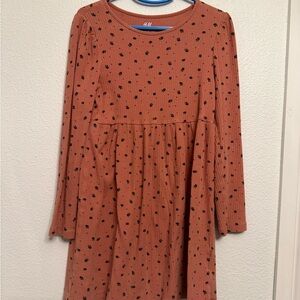 H&M Kids Casual Dress in Terracotta with Black Dots